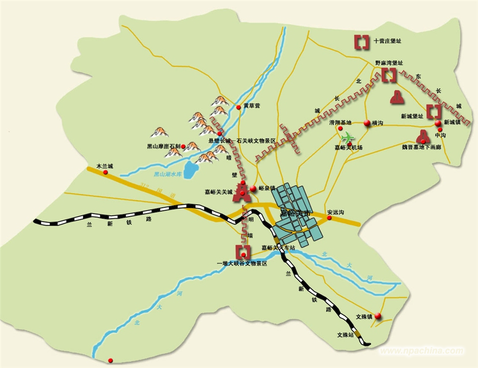 嘉峪关市景点地图