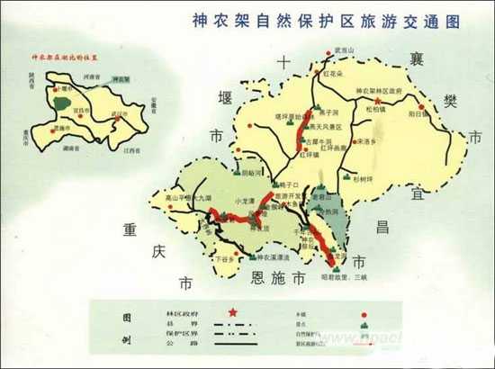 神农架自然保护区交通图