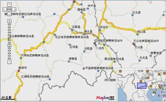 云南省红河哈尼族彝族自治州元阳县电子地图