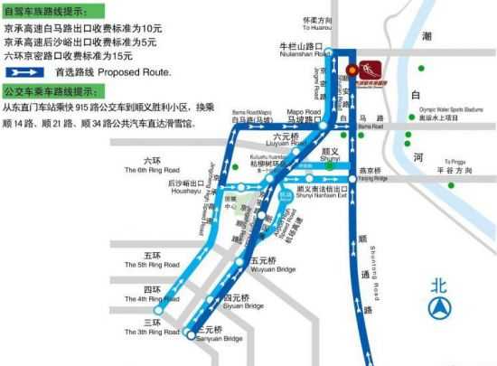 北京乔波滑雪场交通图