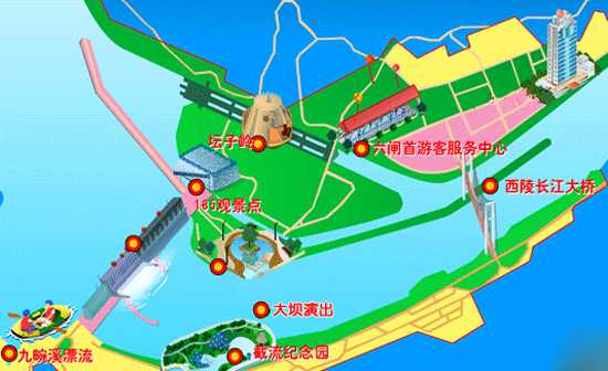 长江三峡工程坛子岭旅游区位置图